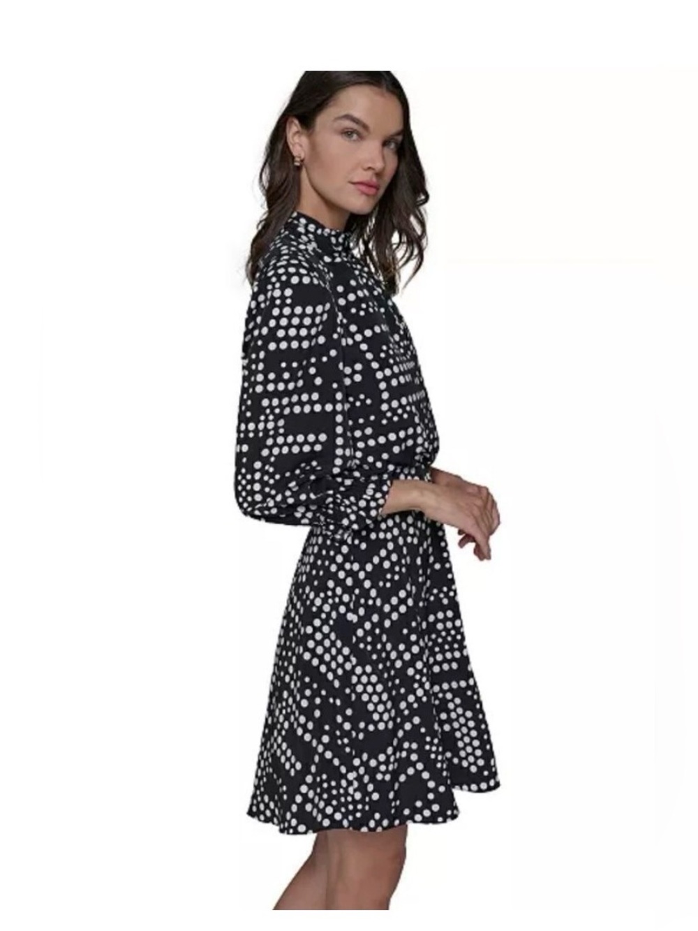Karl Lagerfeld Black & White Polka Dot Long Sleeve MINI Dress Size 4